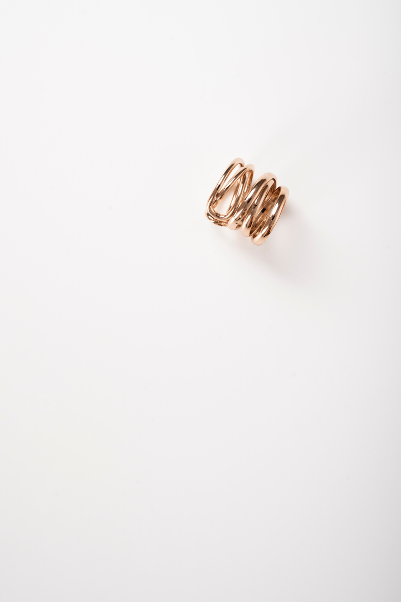 Photo of a ring top view on white background